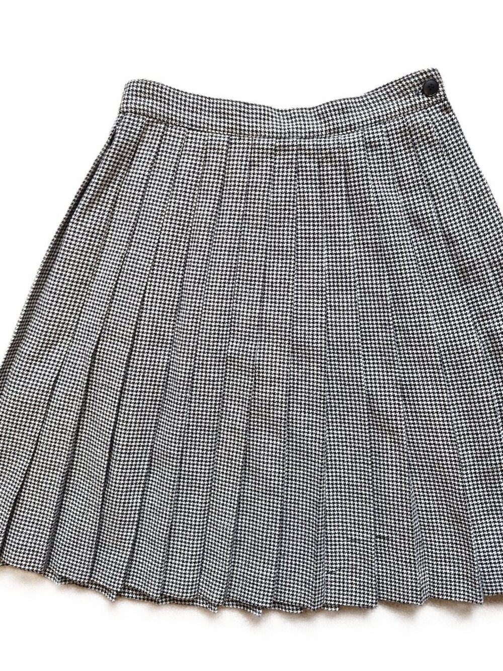 Vintage 90s Philippe Adec Houndstooth Pleated Skirt Size 6 Bergdorf On the Plaza